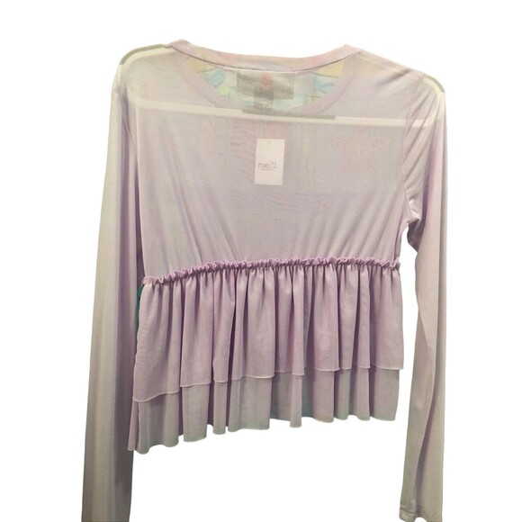 POLLY & ESTHER Women's Size L Lavender Sheer Long Sleeve Top NWT 💘 ☁️ 🌌 - Picture 4 of 6